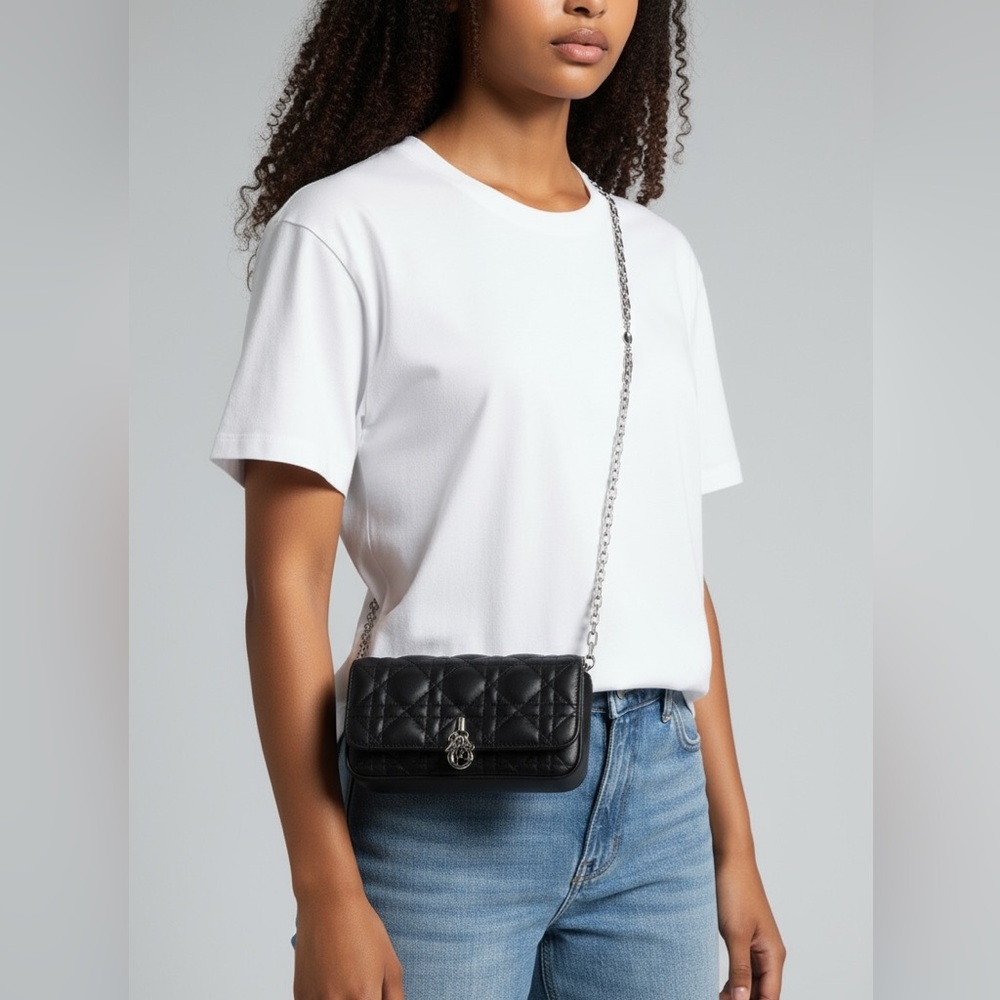 DIOR Cannage Lambskin My Talk Phone Crossbody Pouch ✨ - Picture 2 of 16